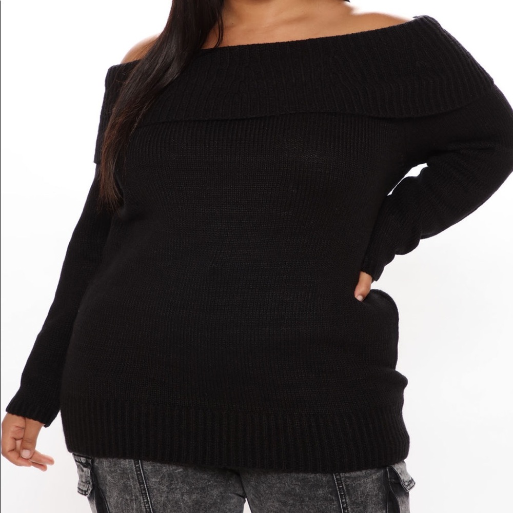 Fashion Nova Black Off the Shoulder Sweater